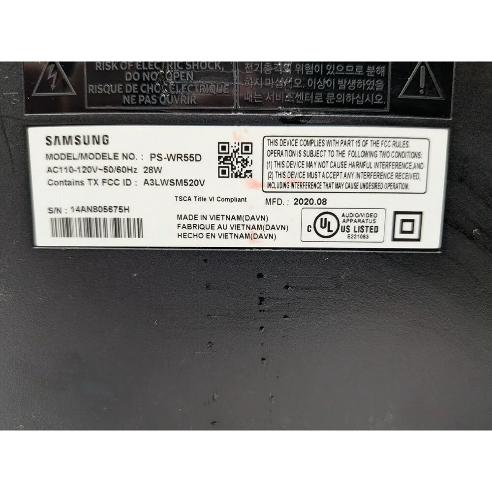 Samsung PS-WR55D Wireless Sub 2.1Ch w/ Power Cable Tested HW-T450 T550 T650